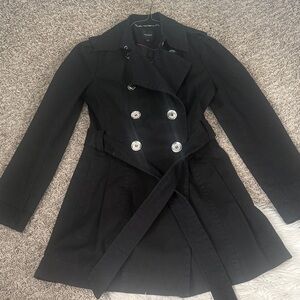 Express Black Double-Breasted Women's Trench Coat size small. Has pockets